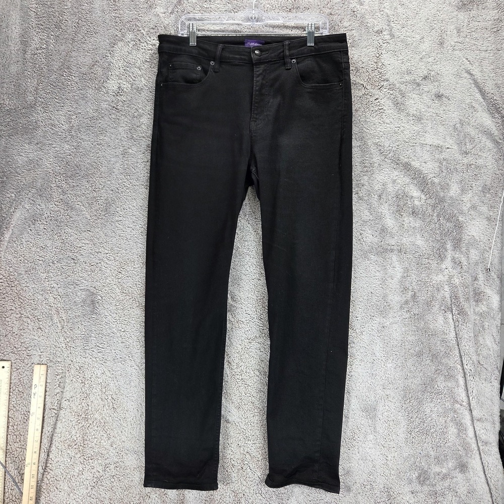 Ralph Lauren Jeans Mens 33x32 Black Slim Fit Purple Label Stretch Denim Zip Fly